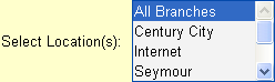 Location Selection Listbox Location Selection Listbox